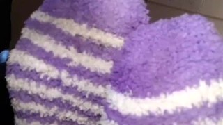 Fuzzy Purple Socks Playtime