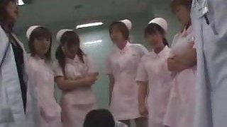 Guy Getting Pissed To Mouth By Many Nurses Sitting To Her Face They Jerking Off His Cock On The Floor Of The Hospital