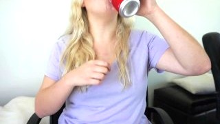 Cute Girl Drinks Soda And Burps