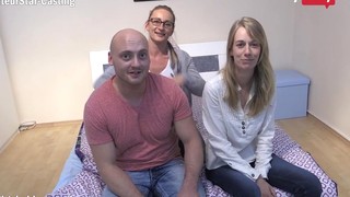 Young Skinny Babe Has Her First Threesome Experience