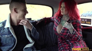 Tattooed Taxi Driver Sabien DeMonia Flashes Tits And Gets Fucked