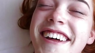 Slender Redhead Teen Fucked By 2 Horny Old Guys In Bed
