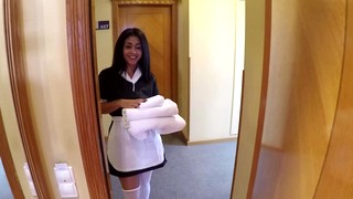 Hairy Maid Drops Her Uniform To Ride A Large Dick In POV Video