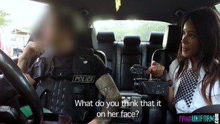 British Police Babe Sucking In Threeway